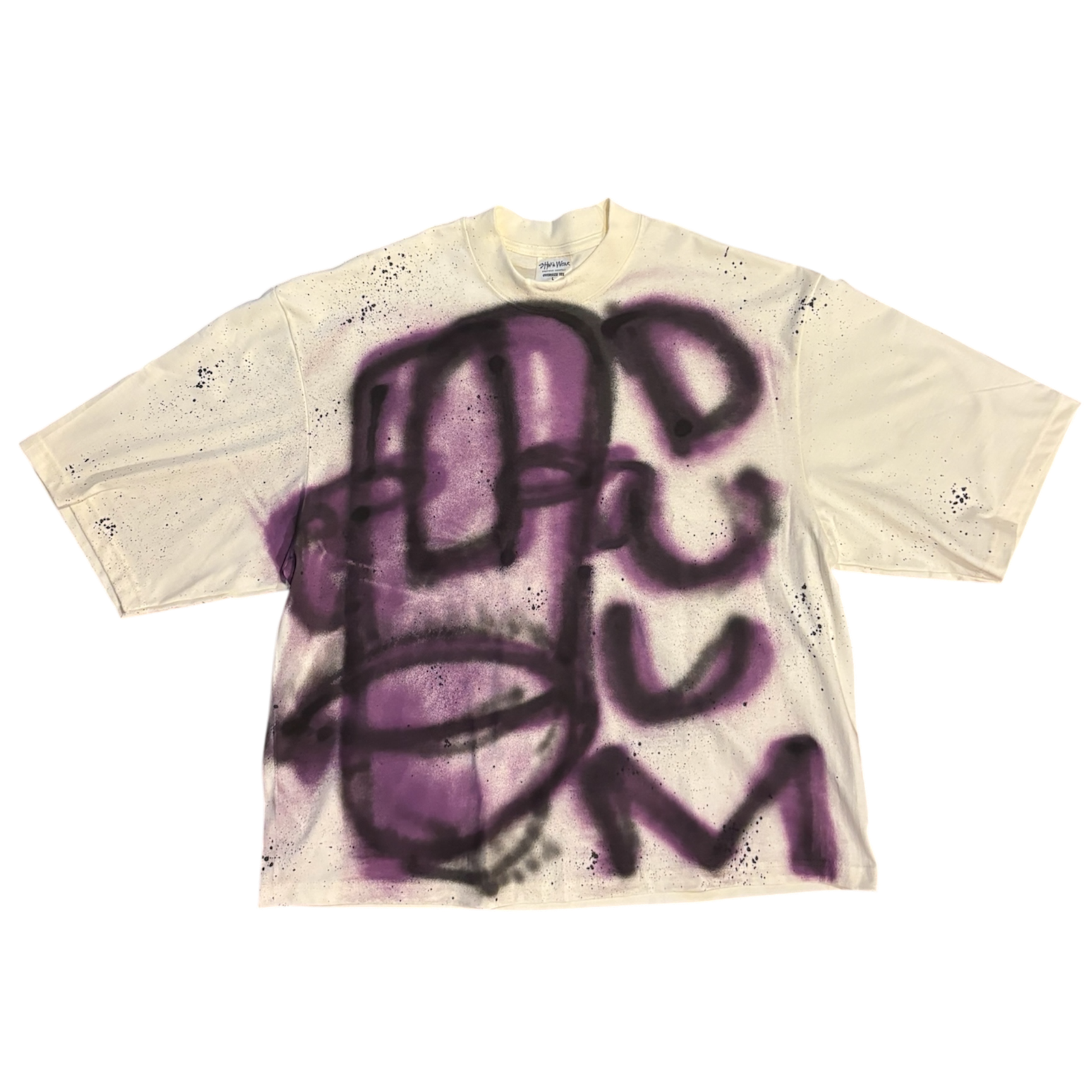CREAM/PURPLE OVERSIZED FATHEAD TEE L