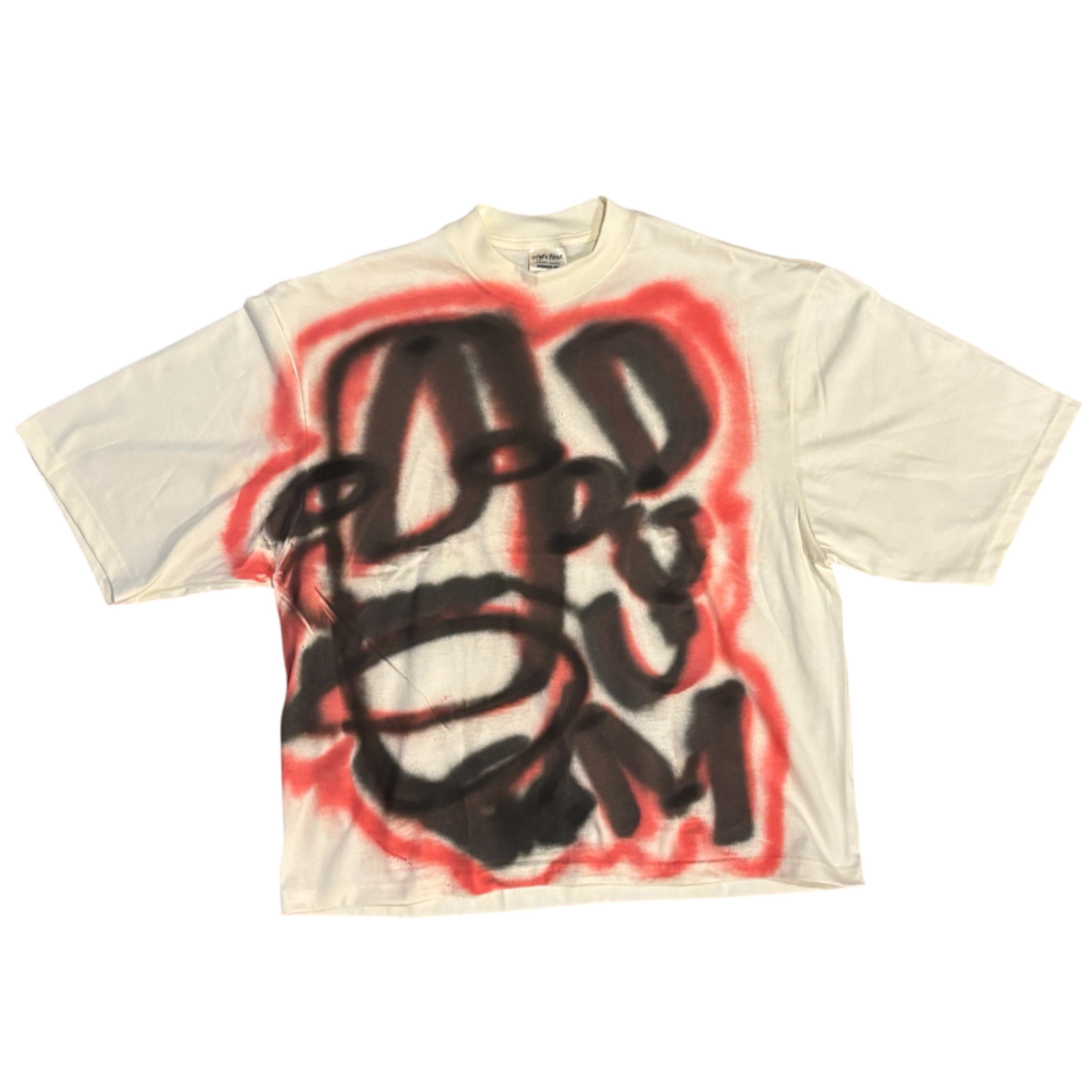 CREAM/RED OVERSIZED FATHEAD TEE #2 L