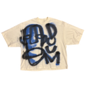 CREAM/BLUE OVERSIZED TEE XL