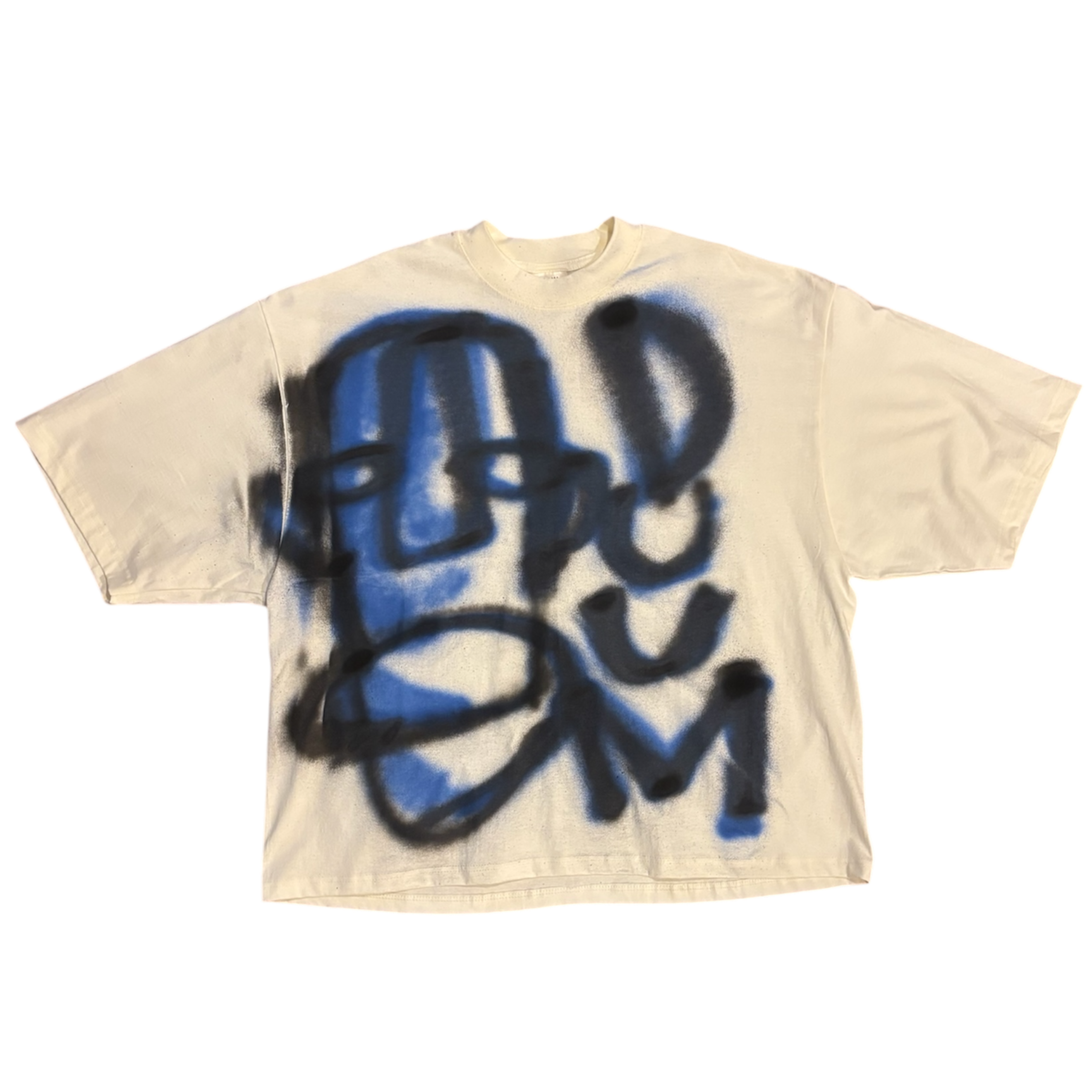 CREAM/BLUE OVERSIZED TEE XL