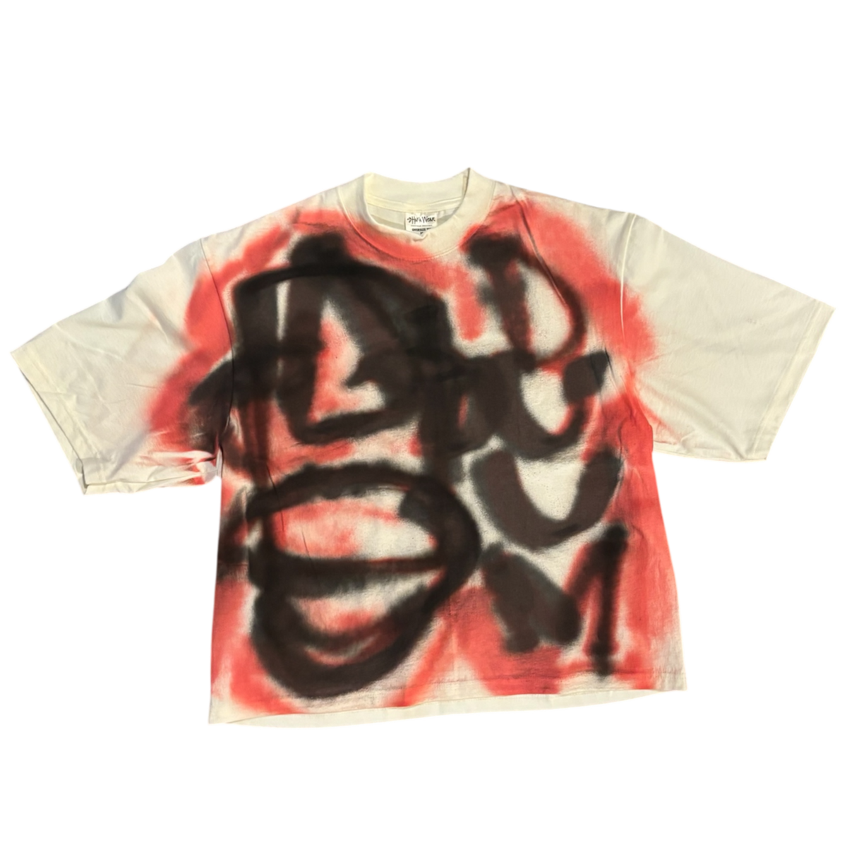 CREAM/RED OVERSIZED FATHEAD TEE #3 M